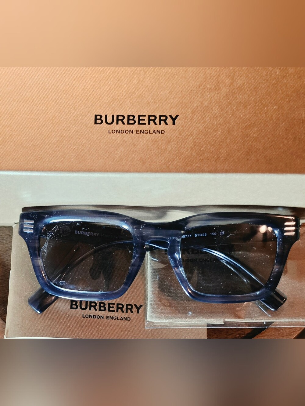 Burberry Translucent Gray Men's Square Sunglasses